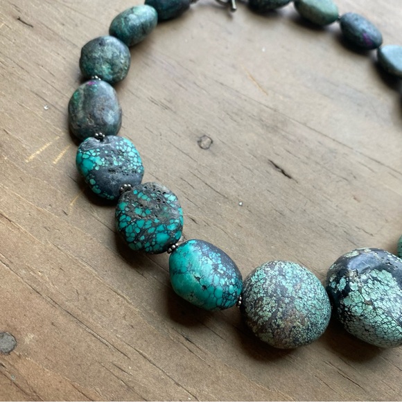 Raw Turquoise and Sterling Silver Necklace and Bracelet Set - Picture 8 of 14